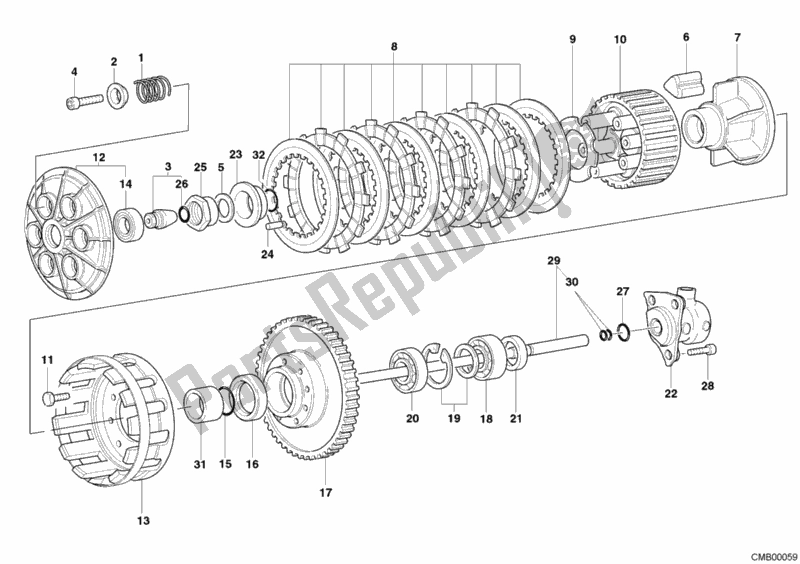 All parts for the Clutch of the Ducati Multistrada 1000 USA 2005